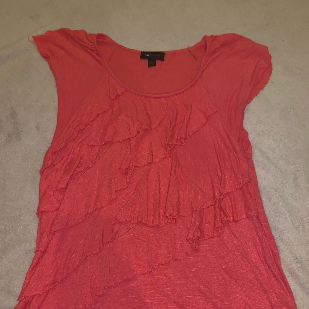 Coral Ruffle Shirt